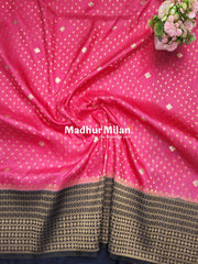 INAAYA BANARASI BLOOMS SAREE PINK NAVY BLUE