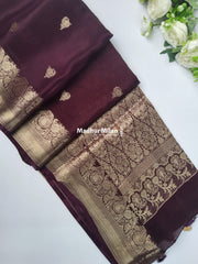 BANARASI BUTTA RUSSIAN CREPE SAREE WINE