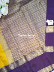 KANCHI BUTTA BENTEX BORDER SAREE YELLOW WINE