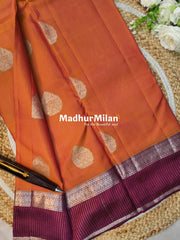 KANCHI BUTTA BORDER SAREE ORANGE MAROON
