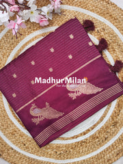 PEACOCK BORDER BANARASI SAREE WINE