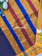 ILKAL ZIG ZAG SAREE NAVY BLUE
