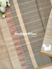 SUTI TEMPLE BUTTA BORDER COTTON SAREE BEIGE