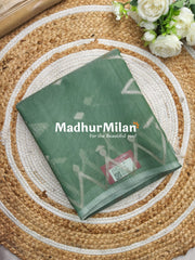 KOVAI ZIG ZAG BORDER SILK COTTON SAREE DUSTY GREEN