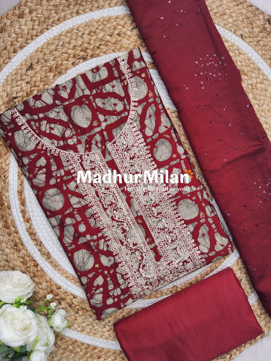 INIRA FLORAL PRINTS SALWAR SUIT MAROON