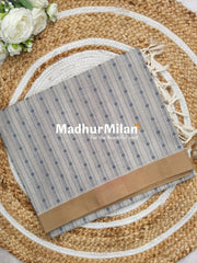 SUTI STRIPE BUTTA COTTON SAREE LIGHT GREY