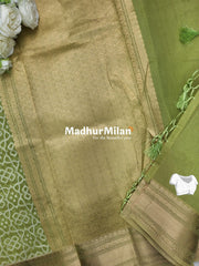 RUBY COTTON SILK SAREE DUSTY PISTA