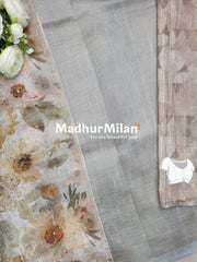 LENIN KOTA FLORAL MIRROR WORK SAREE YELLOW