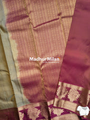 BENTEX BIT BUTTA 6 LINE CHECKS SAREE BORDER DARK TAN MUVE