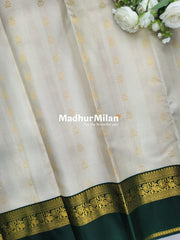KORVAI CHECKS BENTEX BORDER SAREE CREAM GREEN