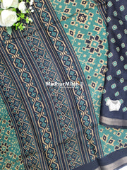 BAGRU PRINT KAJU SILK SAREE RAMA
