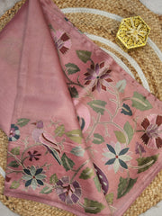 ARI EMBROIDERY WORK TISSUE ORGANZA SAREE DUSTY PEACH