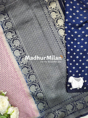 BANARASI SEMI GEORGETTE SAREE DUSTY PINK BLUE