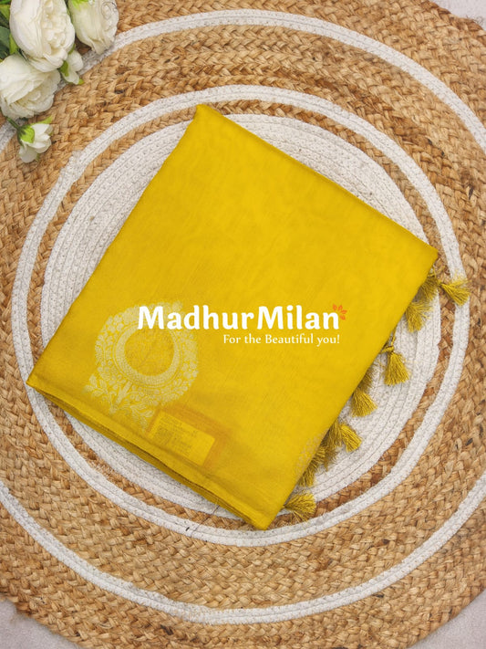 BIT BUTTA BORDER BANARASI SAREE YELLOW