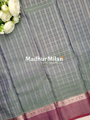 KANCHI SMALL CHECKS SAREE STEEL GREY ONION