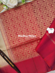 BUTTA BODER SOFT SILK SAREE BEIGE PINK