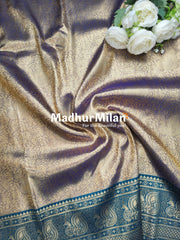 APSARA TISSUE SILK SAREE GOLDEN PURPLE RAMA