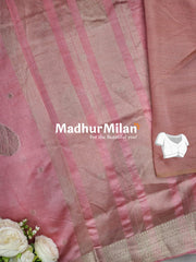 RESHAM SILK WEAVING SAREE PEACH