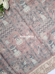 KOTA EMBROIDERY BODER WORK SAREE DUSTY PINK