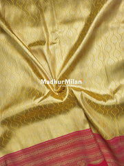SHANTALA TISSUE SILK SAREE DUSTY GOLDEN YELLOW PINK