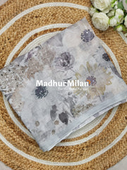 LENIN KOTA FLORAL MIRROR WORK SAREE GREY