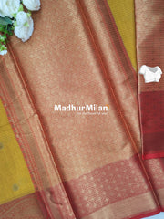 BANARASI KORA SILK SAREE YELLOW