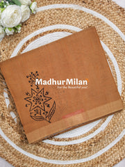 HANDPRINT COTTON SAREE EARTH BROWN