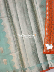 BANARASI SEMI KOTA SAREE PISTA ORANGE