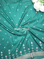 SUNFLOWER MALAI SILK SAREE DARK GREEN