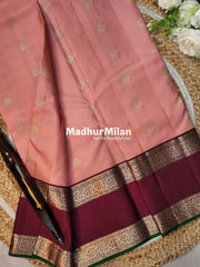KANCHI STRIPES BUTTA BENTEX BORDER SAREE PEACH MAROON