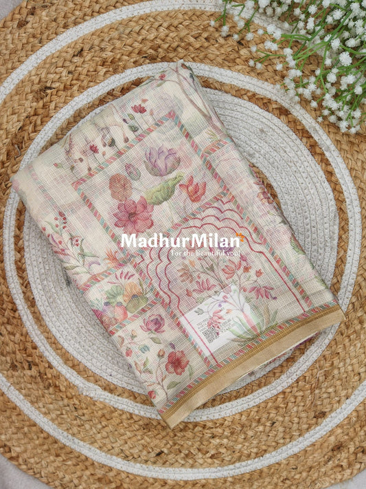 DIGITAL MONGA SILK SAREE PEACH