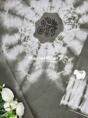 CHUNADI BLOCK PRINTED COTTON SAREE OLIVE GREEN