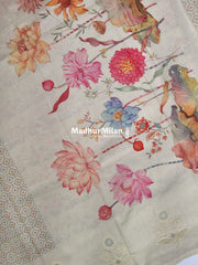 SEMI TUSSER EMBROIDERY BORDER SAREE BROWN