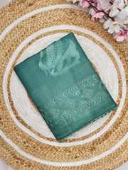 PEACOCK SILK SEMI TUSSER SAREE GREEN