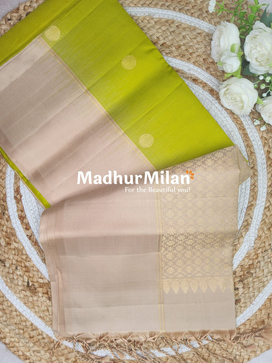 UPPADA SOFT SILK SAREE LIME SMOKE