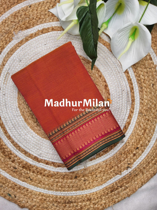 CHETTINAD COTTON SAREE ORANGE GREEN