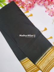 SEMI CREPE SILK SAREE DEEP GREEN YELLOW