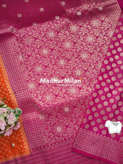 INAAYA BANARASI BLOOMS SAREE ORANGE PINK