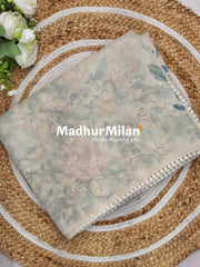 GOLD TISSUE EMBROIDERY WORK SAREE DUSTY RAMA