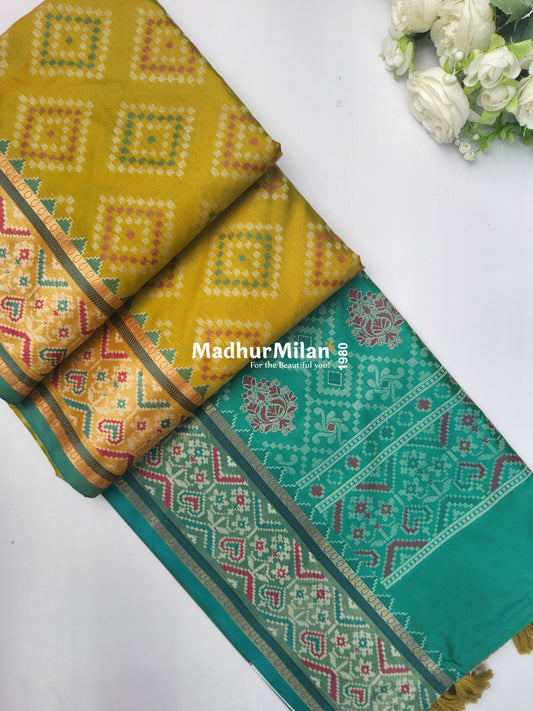 PATOLA SOFT SILK SAREE LEMON YELLOW