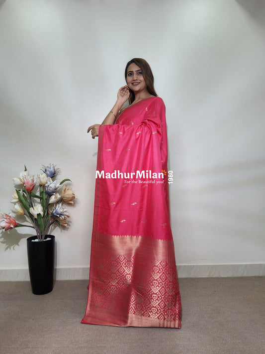 TULSI MALAI SILK SAREE PINK