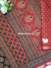 AJRAK PRINT KAJU SILK SAREE BLACK