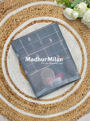 KOVAI CHECKS BUTTA SILK COTTON SAREE DUSTY GREY