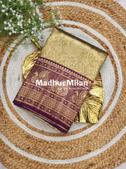 APSARA TISSUE SILK SAREE GOLDEN BROWN PURPLE