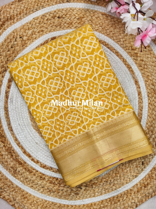RUBY COTTON SILK SAREE DUSTY YELLOW