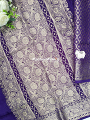 MAYA BANARASI RUSSIAN CREPE SAREE PURPLE