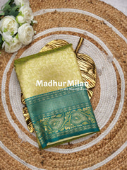 GANGOTRI TISSUE SILK SAREE DUSTY GREEN RAMA