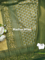 GANGOTRI TISSUE SILK SAREE DUSTY GREEN - GREEN