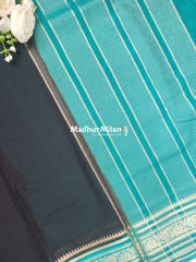 SEMI CREPE SILK SAREE BLACK RAMA