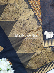THREAD WEAVING COTTON SAREE BLACK